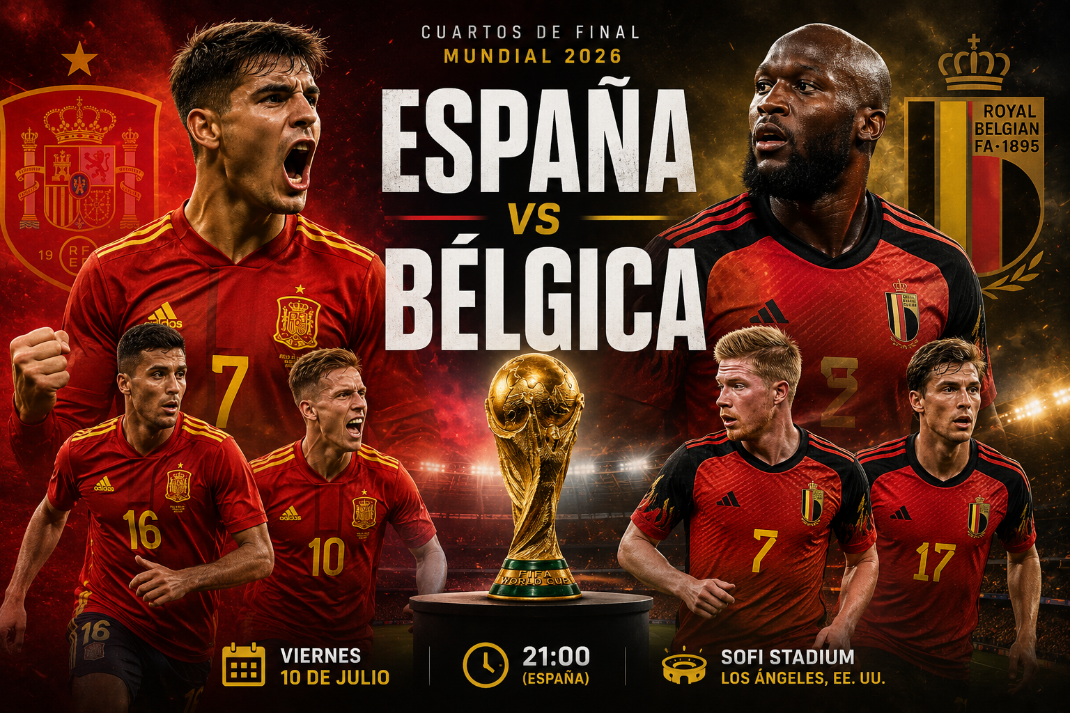 España vs Bélgica: previa, horario, claves y pronóstico del partido de cuartos del Mundial 2026